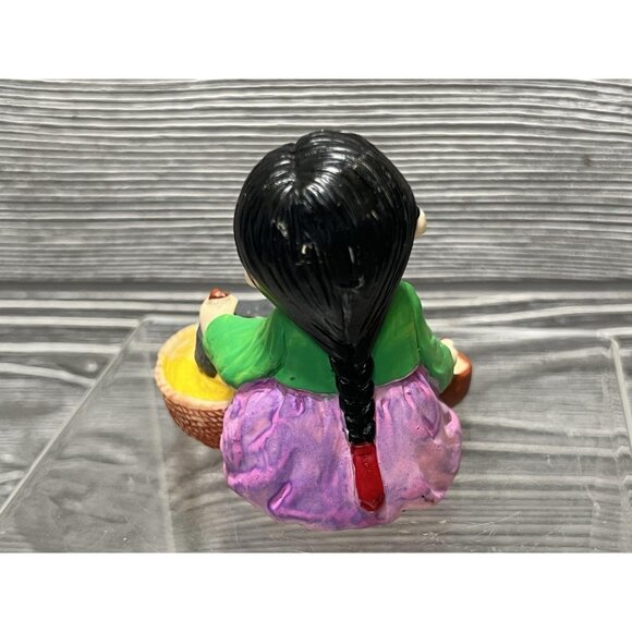 Vintage Koreart Figurine Girl Cooking Rice Figure Hand Painted 2.75” Asian Decor - Picture 3 of 7